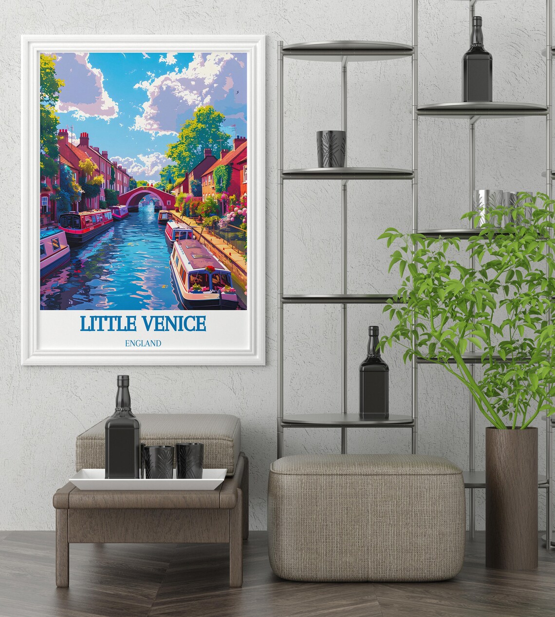 Little Venice London Canal Narrowboats Bright Sunny Travel Poster - Image 3