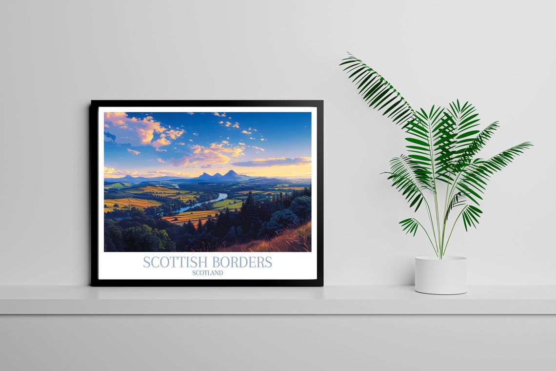 Scottish Borders Scotland Sunset River Valley Panoramic Poster - Image 3