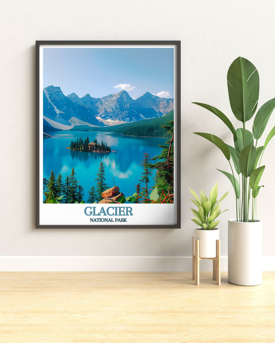 Glacier National Park Turquoise Lake With Pine Island Poster - Image 2