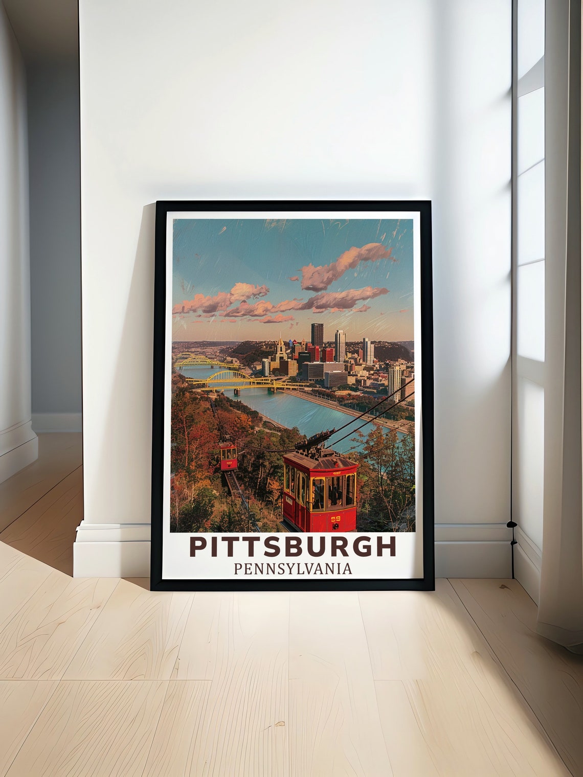 Pittsburgh Pennsylvania Duquesne Incline Cable Car Cityscape Poster