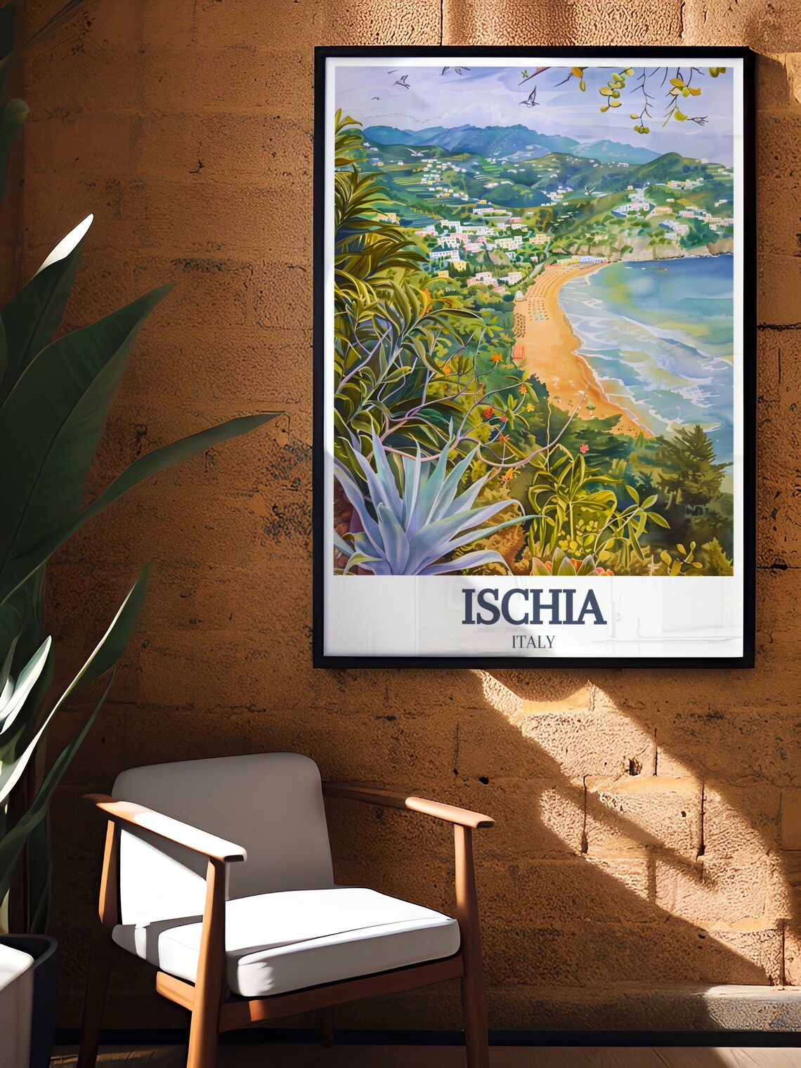Ischia Italy Lush Green Coastline And Sandy Beach View Poster - Image 2