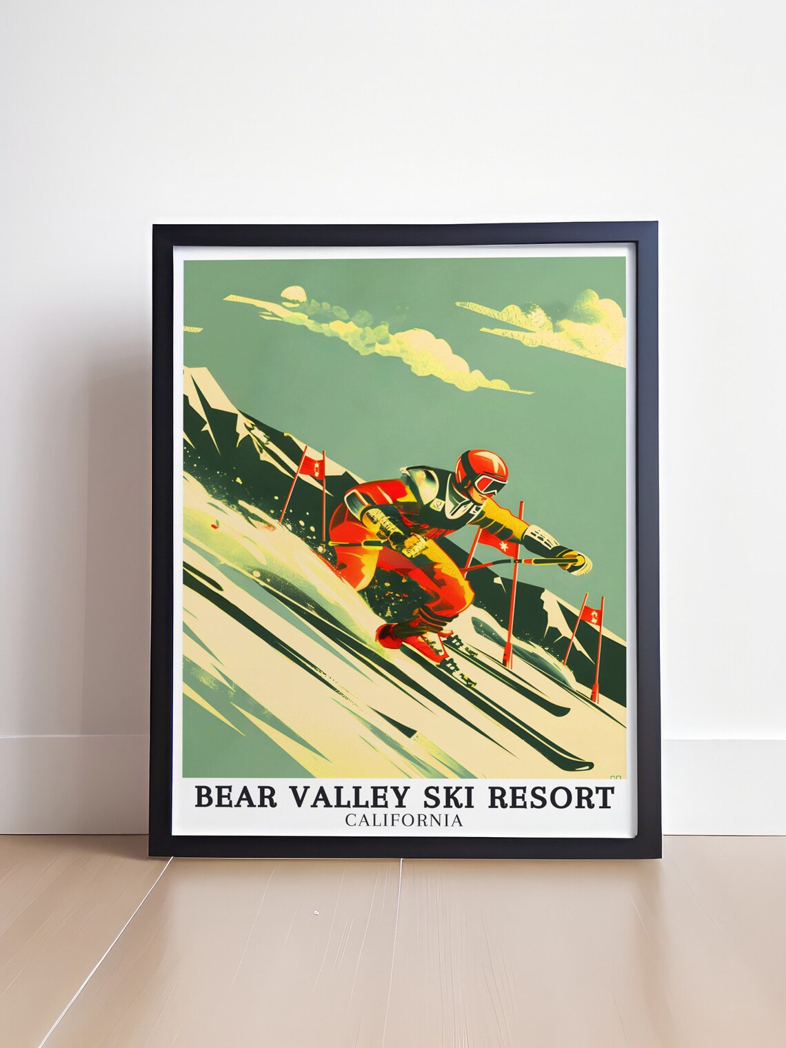 Bear Valley Ski Resort Slalom Racer Vintage California Travel Poster - Image 4