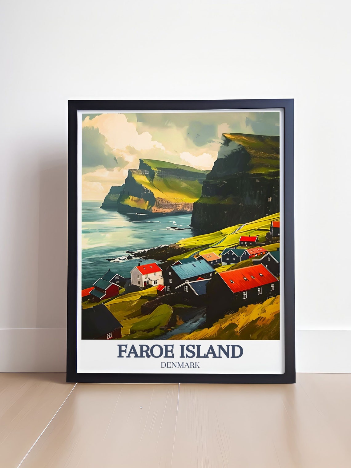 Faroe Islands Bour Village Coastal Cliffs Atlantic View Poster - Image 4