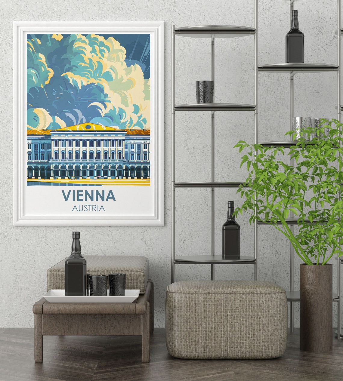 Vienna Schonbrunn Palace Dramatic Cloud Filled Sky Travel Poster - Image 3