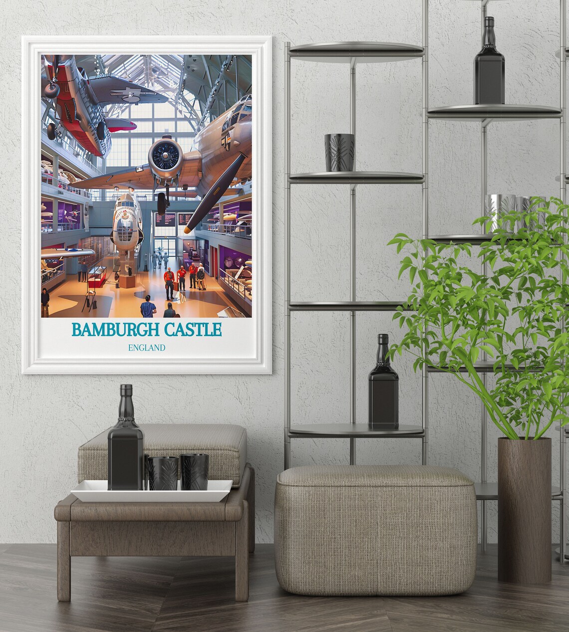 Bamburgh Castle Aviation Museum Vintage Aircraft Hall England Poster - Image 2