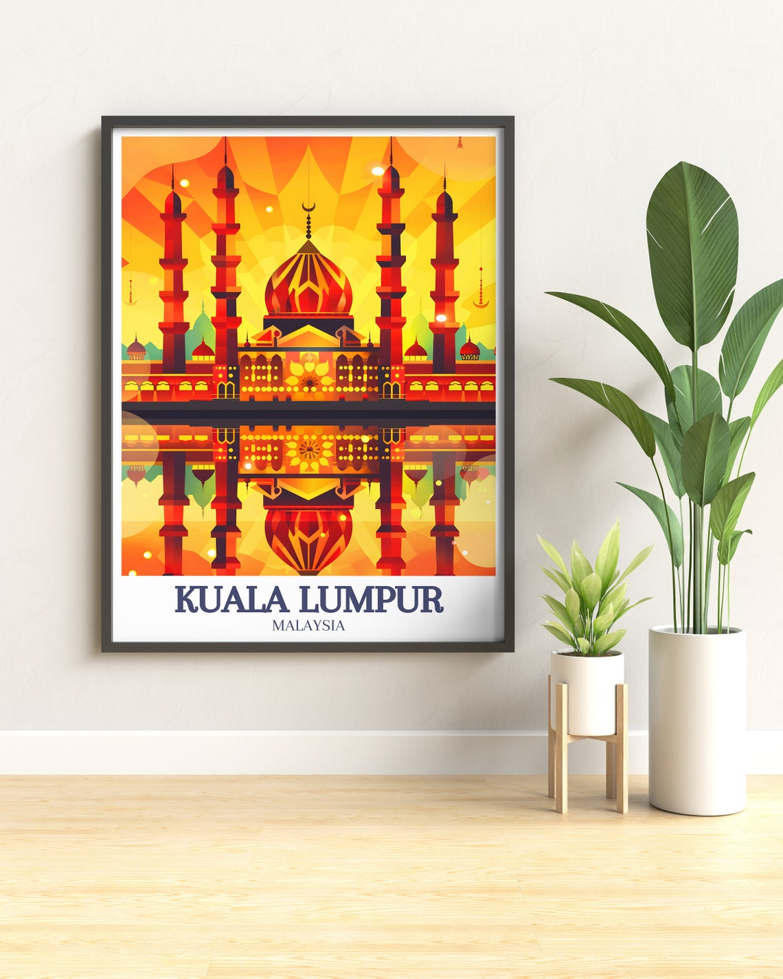 Shah Alam Grand Mosque Glowing Sunset Domes Malaysia Travel Poster - Image 3