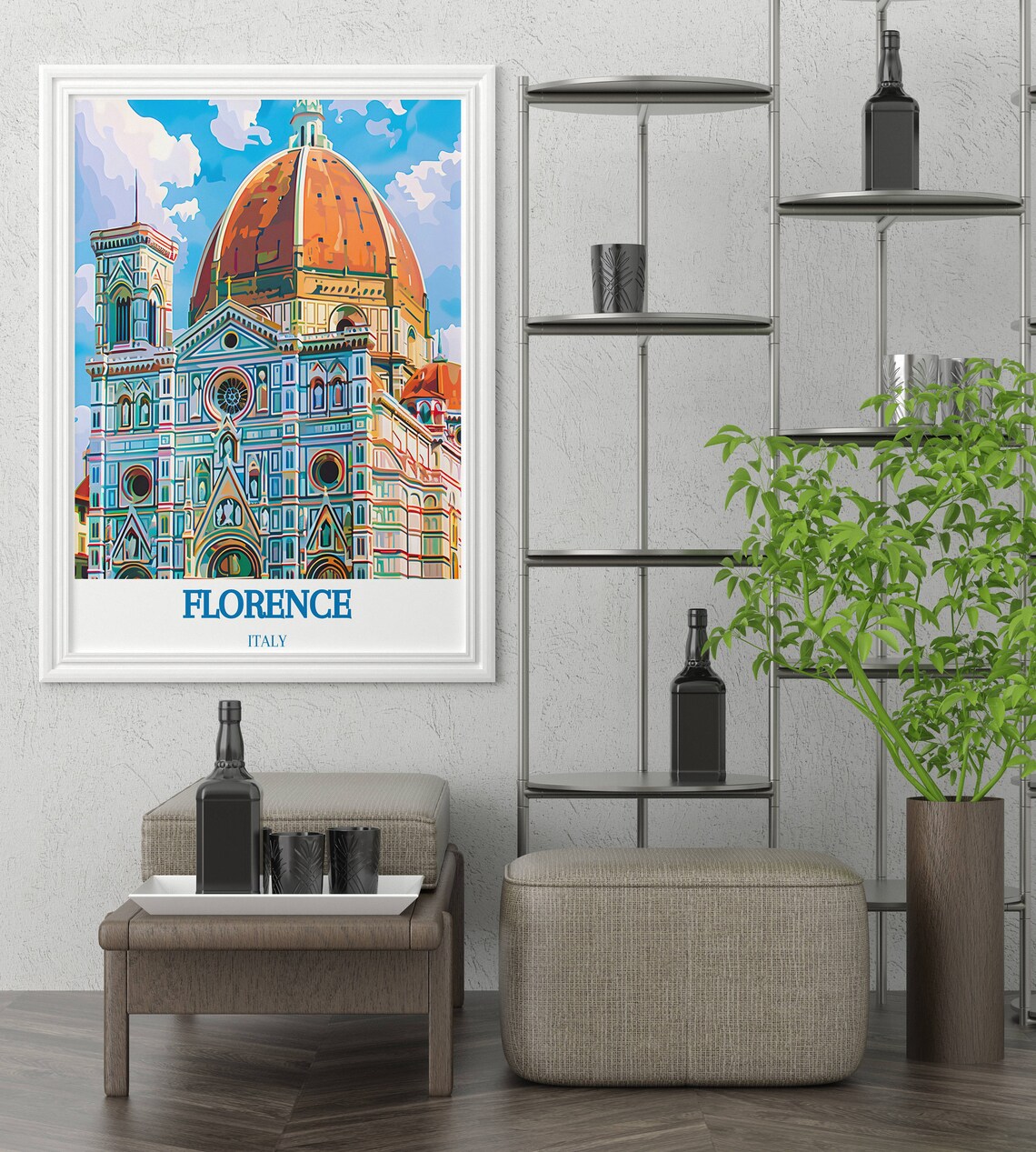 Florence Duomo Red Dome Colorful Italy Cathedral Art Travel Poster - Image 2
