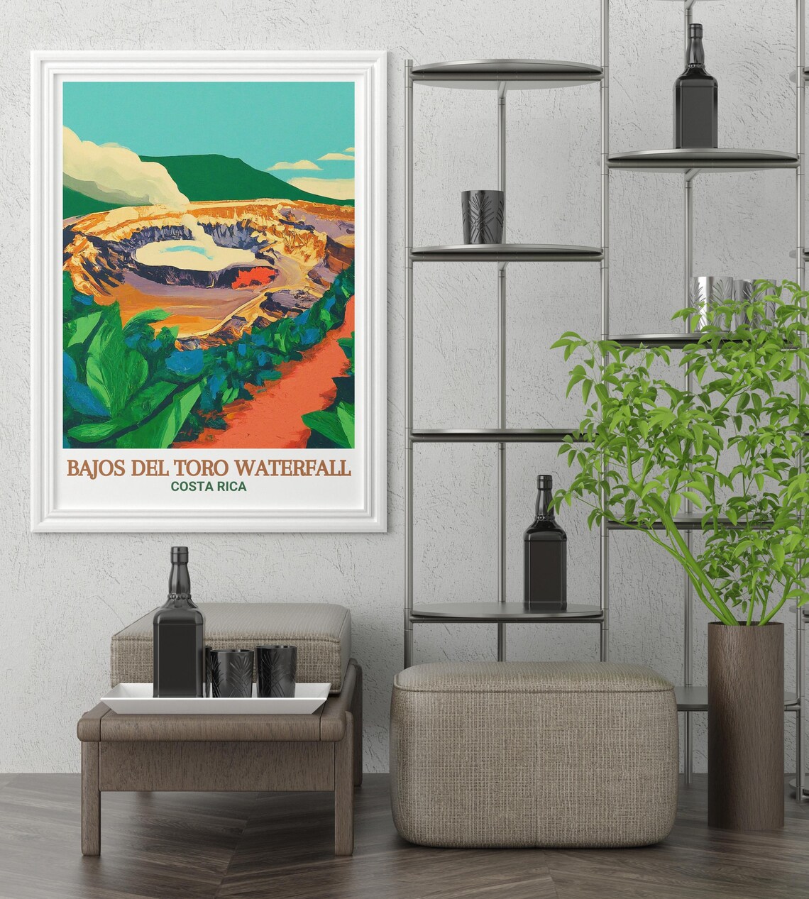 Poas Volcano Crater Bajos Del Toro Waterfall Costa Rica Travel Poster - Image 3