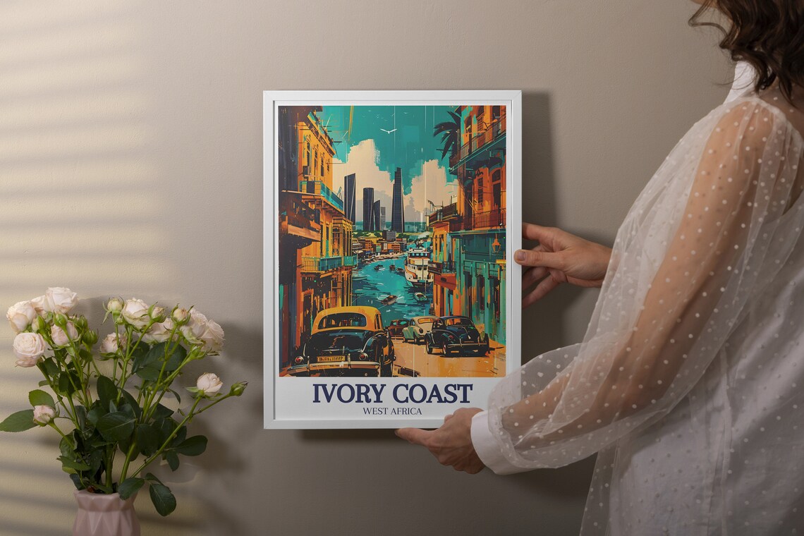 Ivory Coast Travel Poster, Abidjan Plateau District Skyline - Image 3