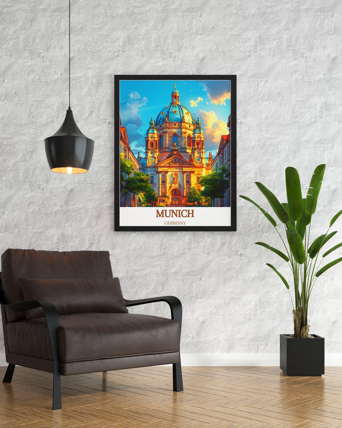 Munich Germany Golden Dome Cathedral Sunlit Facade Travel Poster Art - Image 2