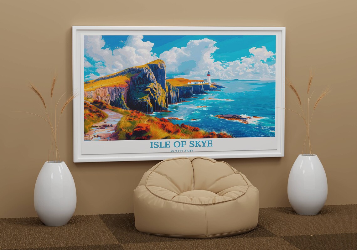 Isle of Skye Scotland Coastal Cliffs Lighthouse Seascape Poster - Image 2