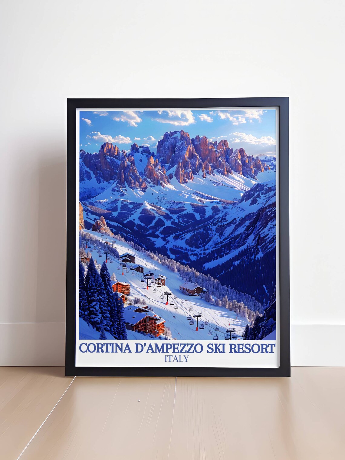 Cortina D Ampezzo Retro Ski Travel Poster - Image 4
