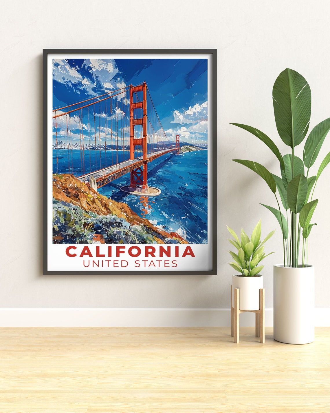 Golden Gate Bridge San Francisco Bay Vintage California Travel Poster - Image 2