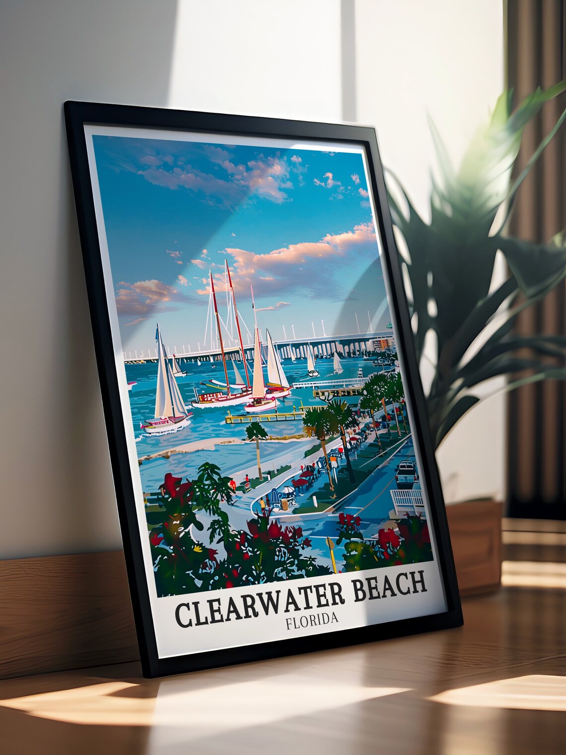 Clearwater Beach Memorial Causeway Sailboats Waterfront Florida Poster - Image 3