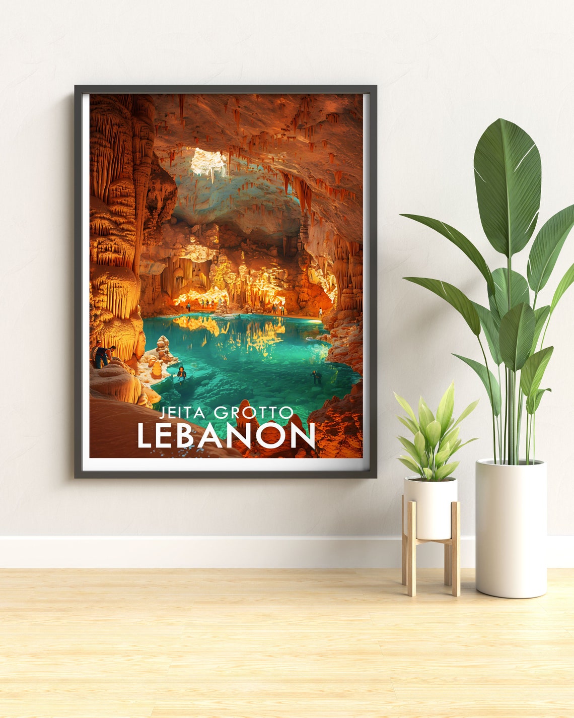 Jeita Grotto Lebanon Glowing Cave Lake Underground Travel Poster - Image 3