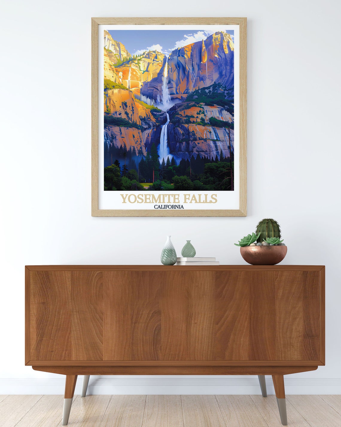 Yosemite Falls Cascade Cliffs Sunset Light California Poster - Image 2