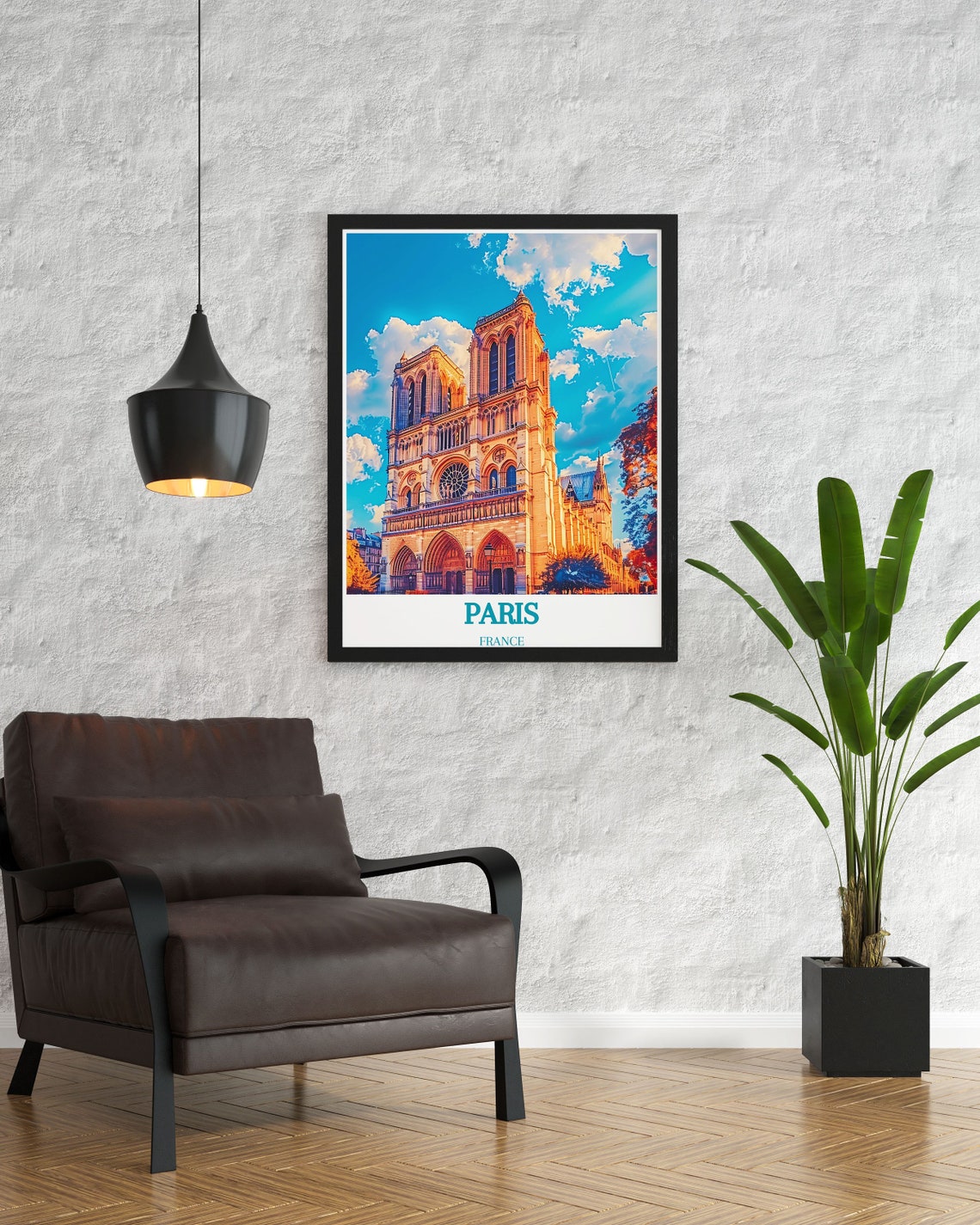 Notre Dame Cathedral Paris Golden Sunset Gothic Landmark Travel Poster - Image 3