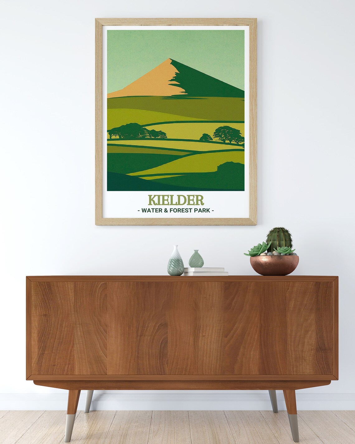 Kielder Water and Forest Park Minimal Green Hills Travel Poster - Image 2
