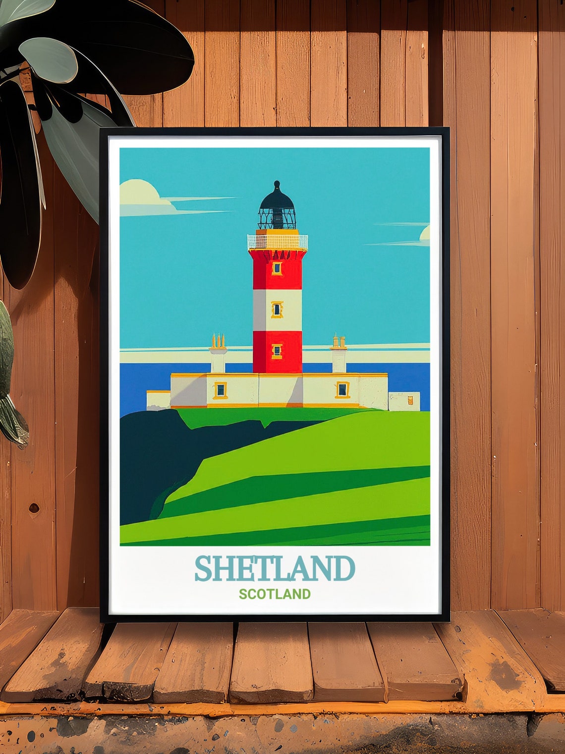 Shetland Scotland Red White Striped Lighthouse Coastal Poster - Image 2