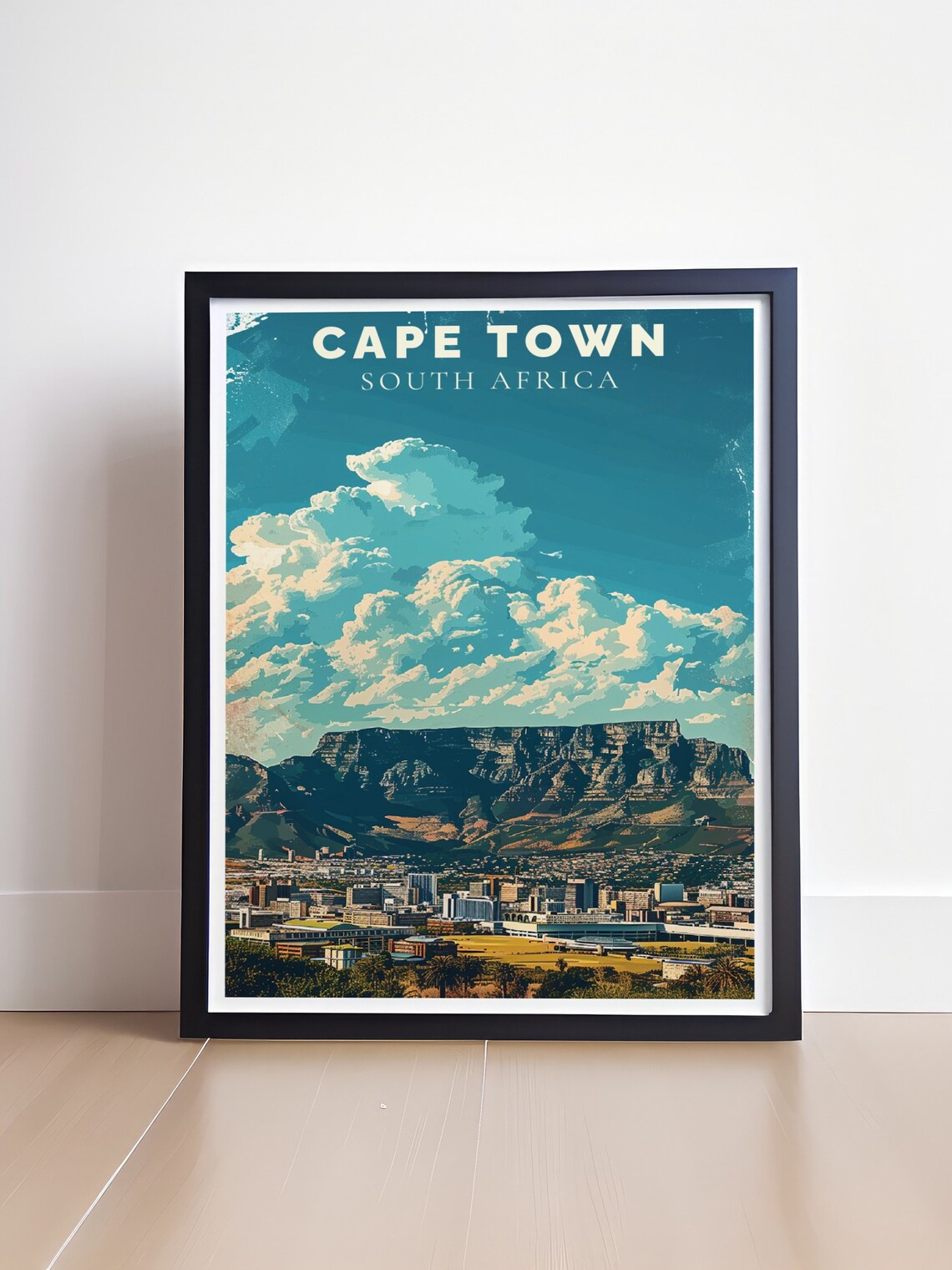 Cape Town South Africa Table Mountain Clouds Vintage Travel Poster - Image 4