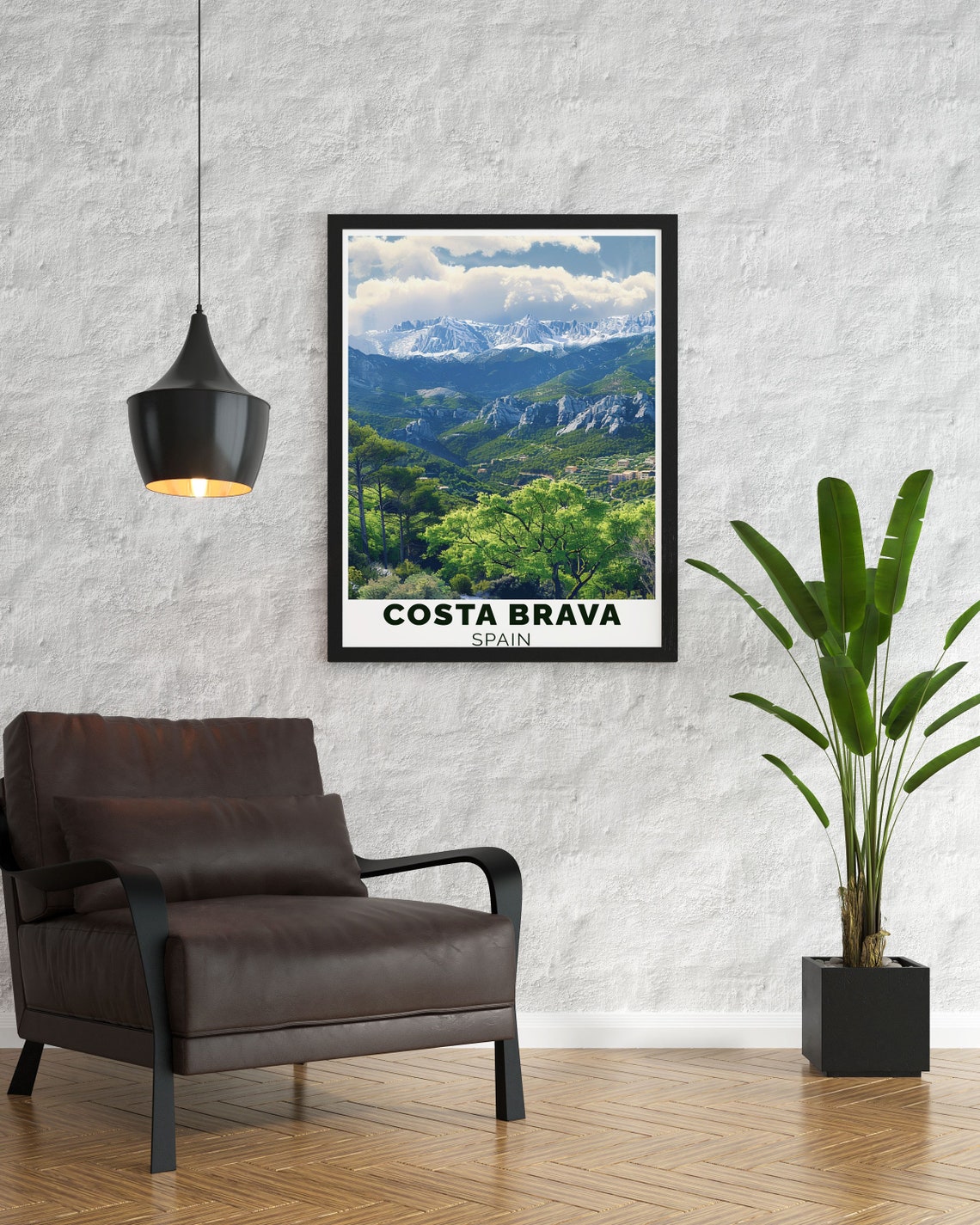 Costa Brava Snowcapped Mountain Ridge Above Green Valley Poster - Image 3