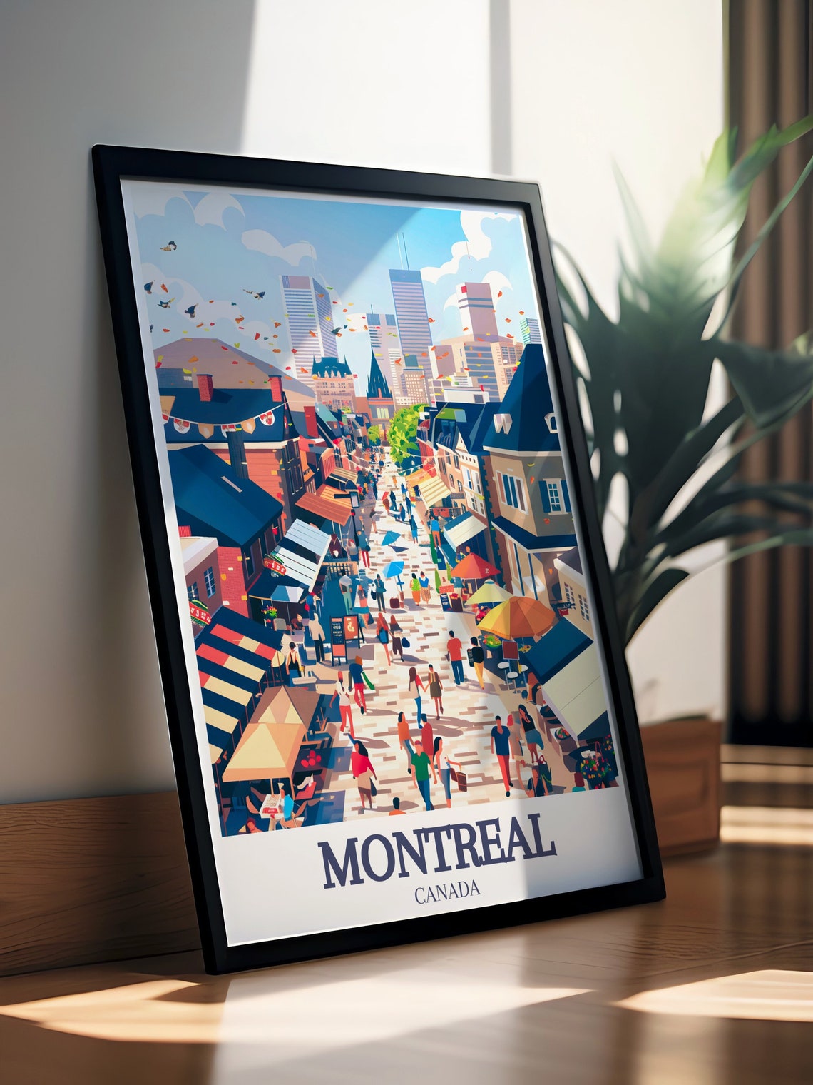 Montreal Canada Bustling Market Street Old Town Skyline Poster - Image 3