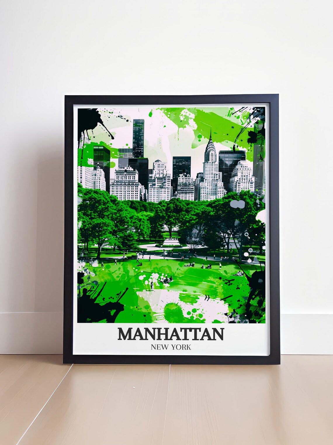 Manhattan New York Central Park Green Splash City Art Poster - Image 4