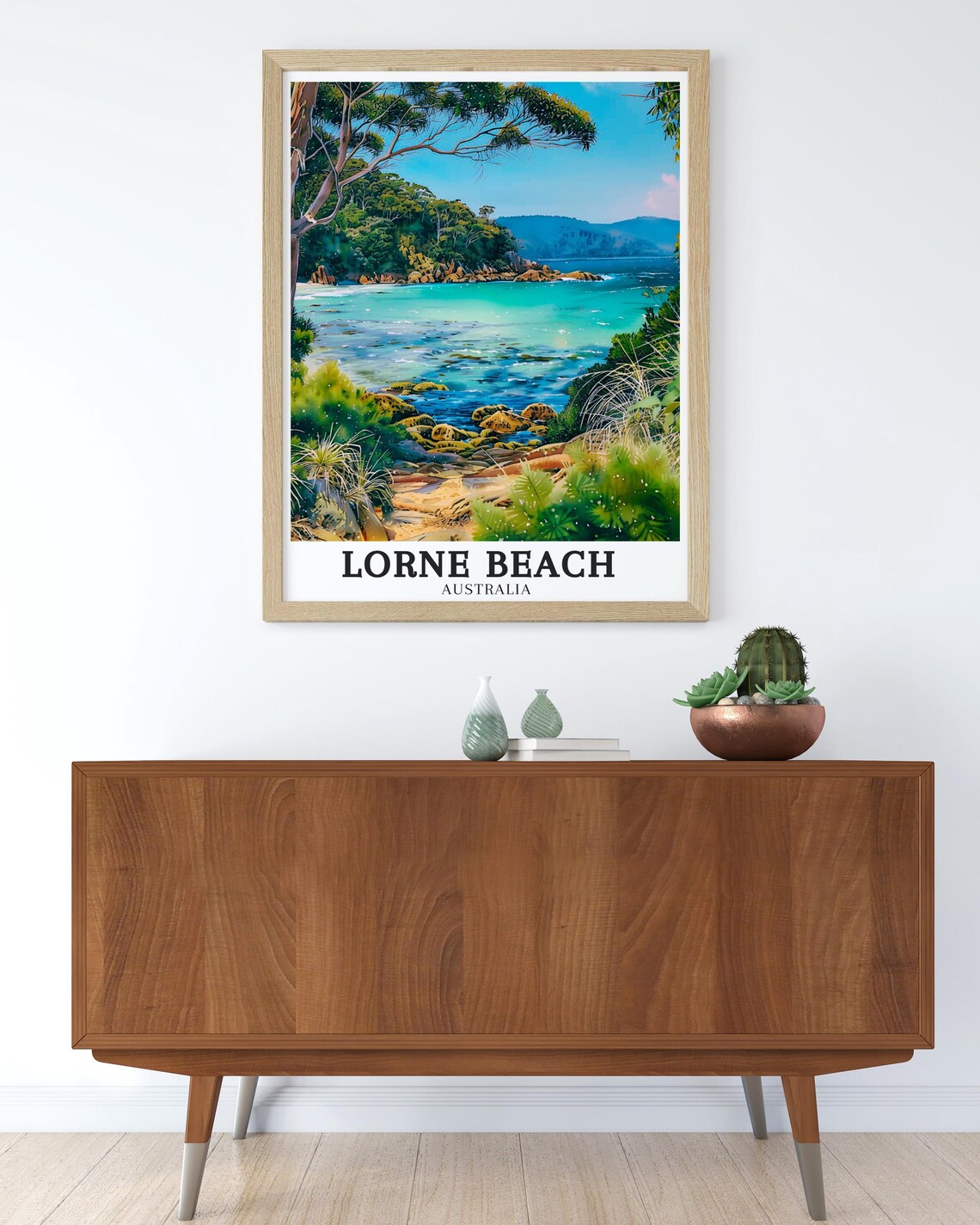 Lorne Beach Australia Rocky Cove with Turquoise Water and Trees Poster - Image 3