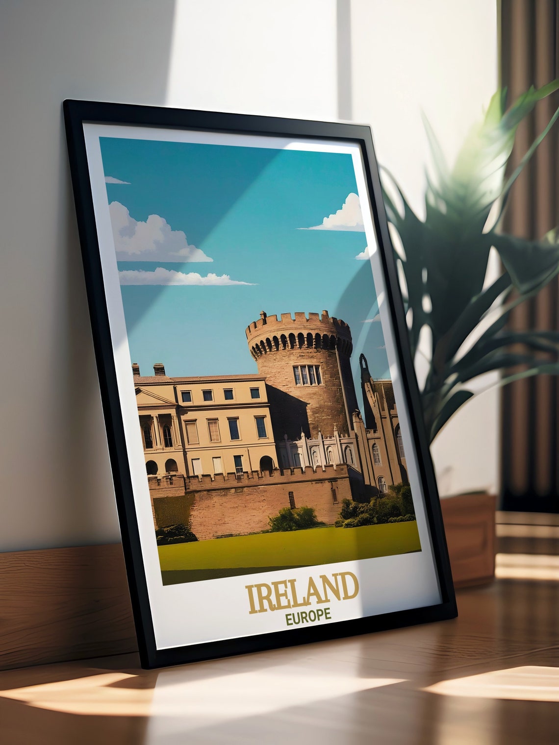 Ireland Europe Dublin Castle Round Tower Flat Illustration Poster - Image 3