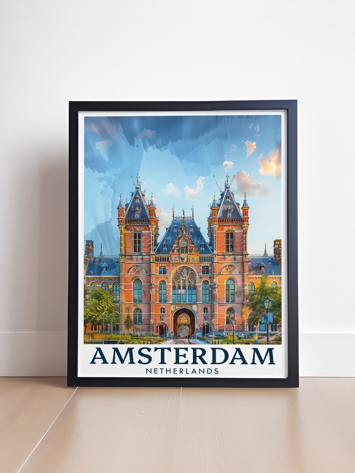 Amsterdam Rijksmuseum Watercolor Poster Netherlands Museum View - Image 4