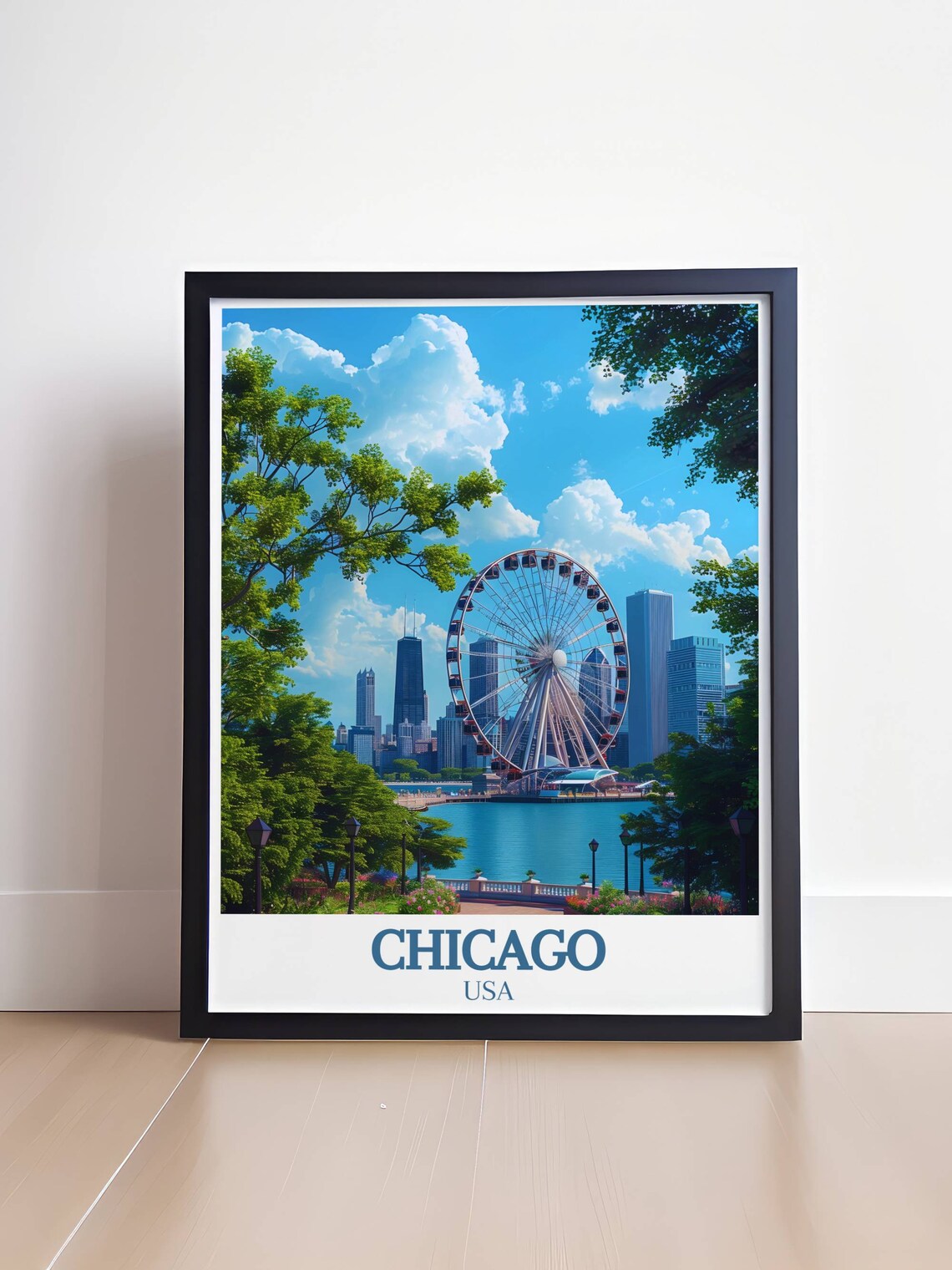 Chicago Navy Pier Centennial Wheel Lakefront USA Travel Poster - Image 4