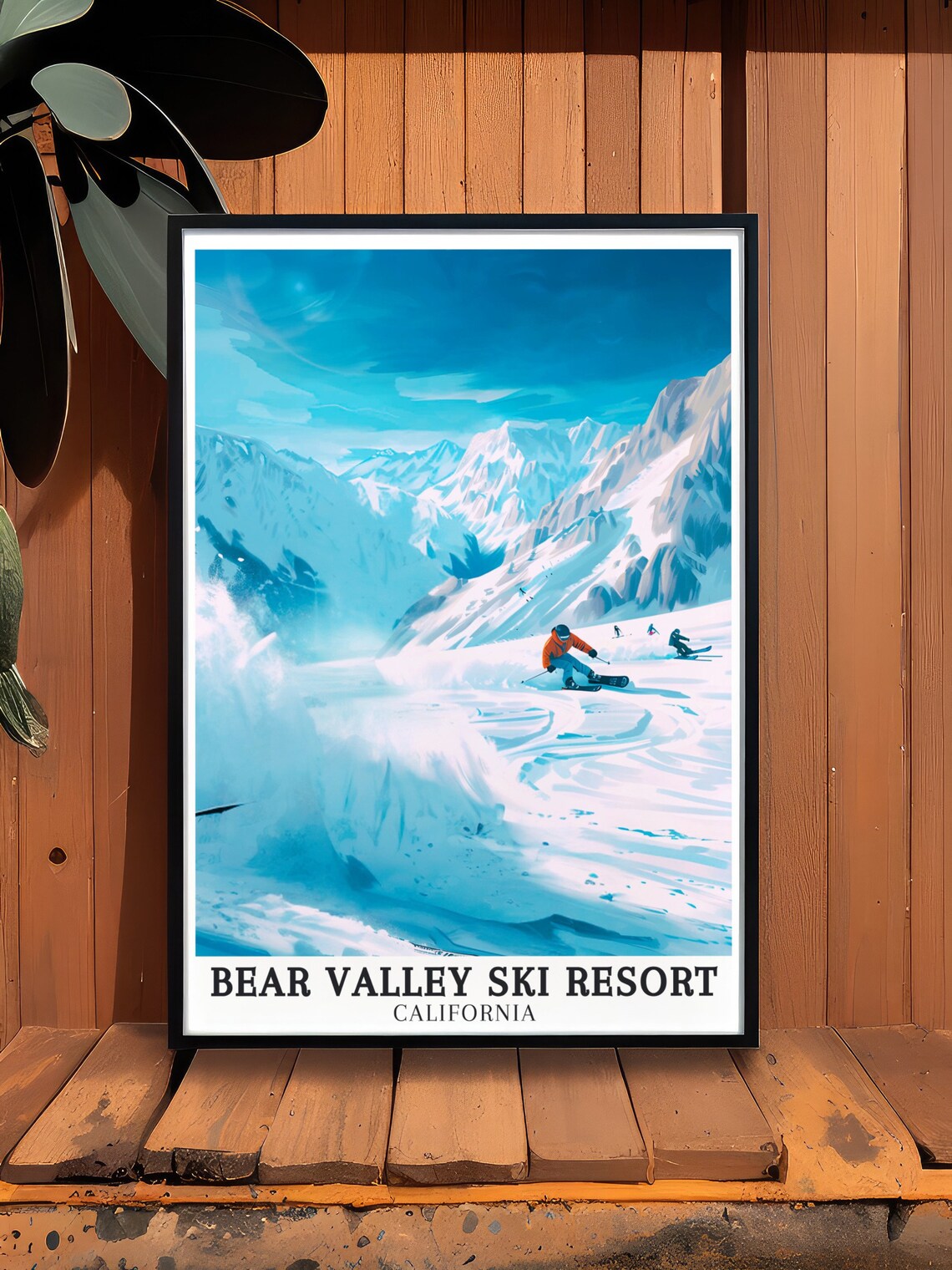 Bear Valley Ski Resort Powder Snowboard Blue California Travel Poster - Image 3