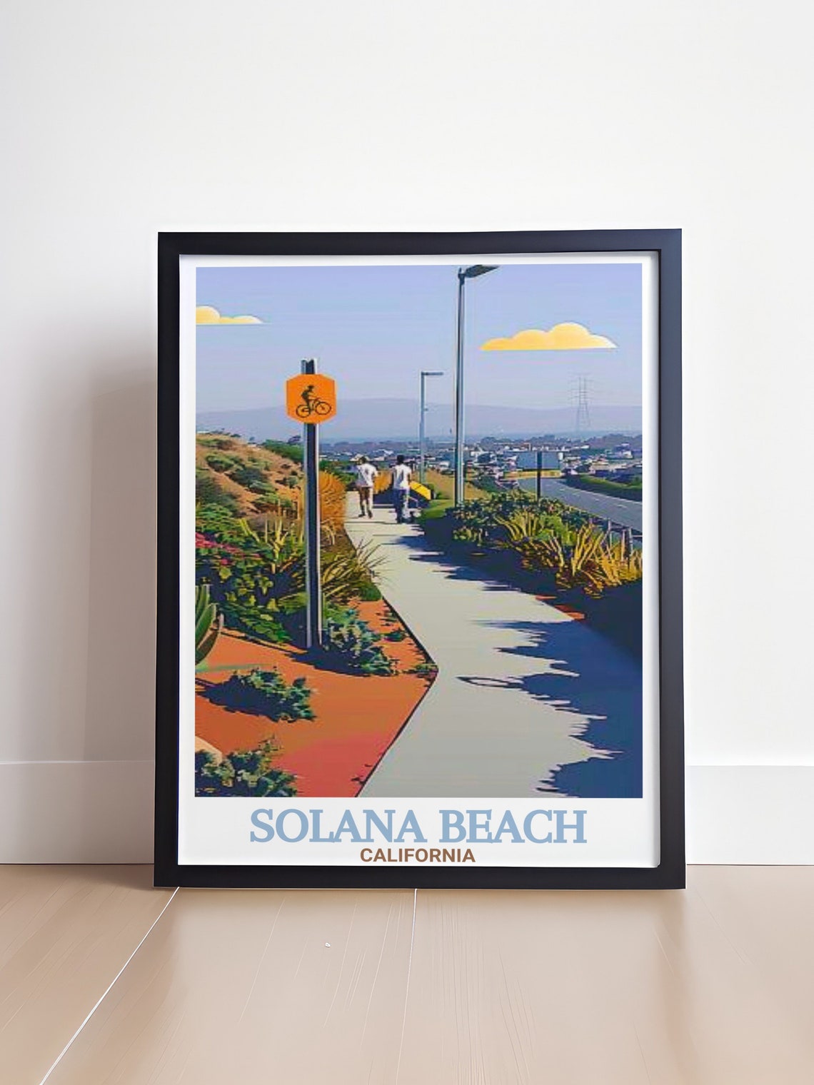 Solana Beach California Coastal Rail Trail Bike Path Travel Poster - Image 4