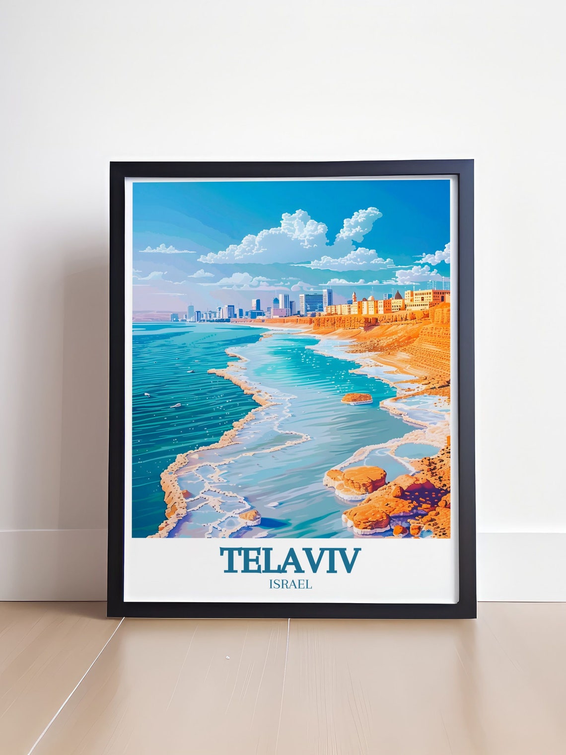 Tel Aviv Israel Turquoise Shoreline with Salt Formations Poster - Image 4