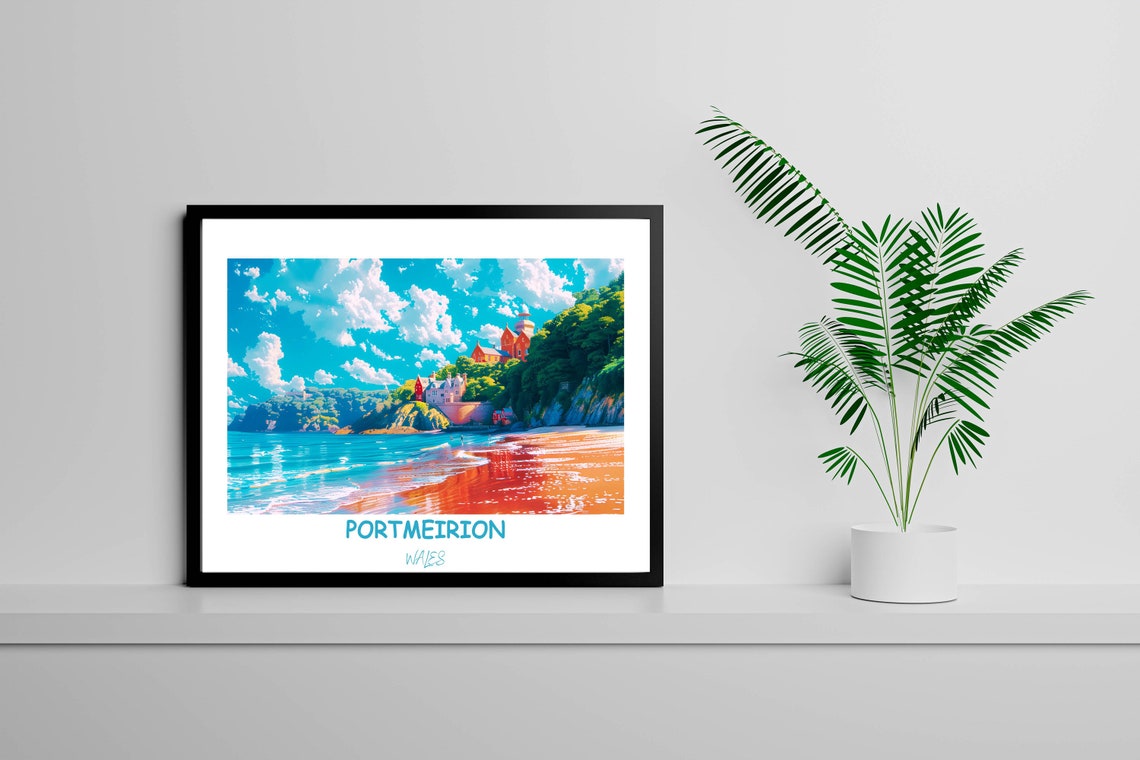 Portmeirion Travel Print Wall Art Portmeirion Portmeirion Travel Poster Wales Welsh Art Portmeirion Gift Wall Art Print - Image 3