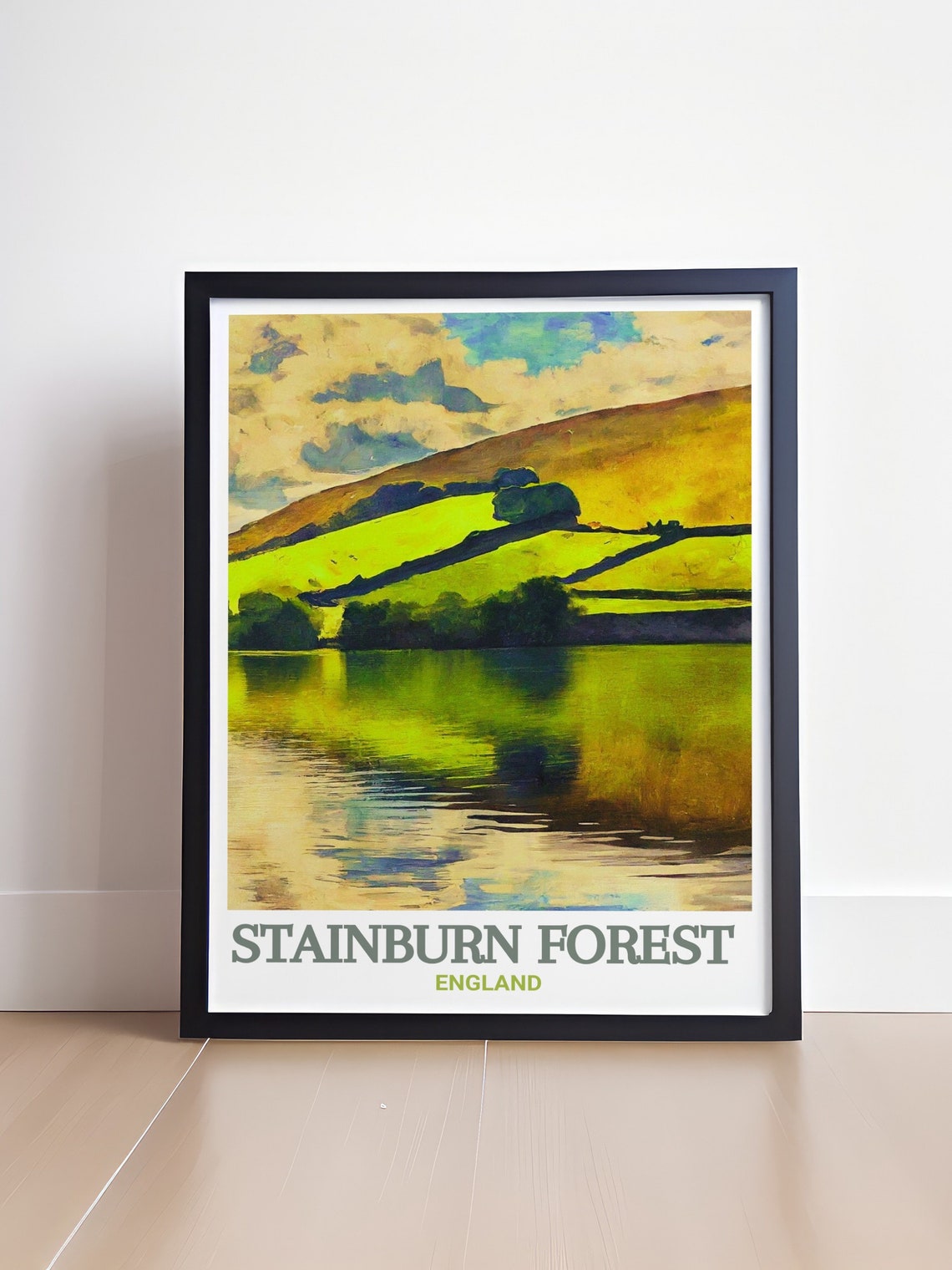 Stainburn Forest Fewston Reservoir Golden Lake Reflection Poster - Image 4