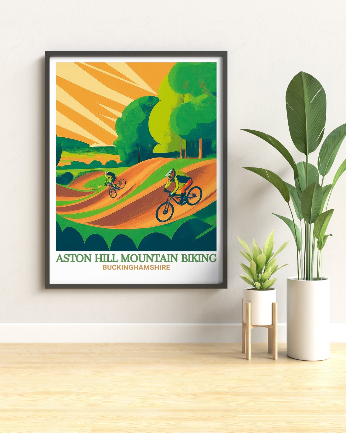 Aston Hill Mountain Biking Two Riders Sunset Flow Trail Poster - Image 3