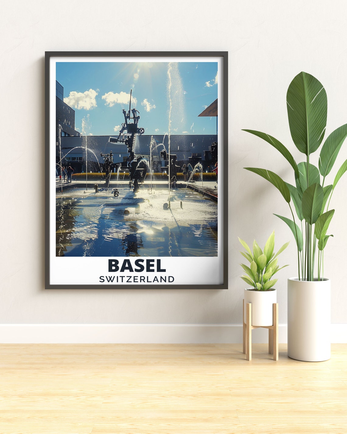 Basel Switzerland Tinguely Fountain Water Play Sun Art Poster - Image 3