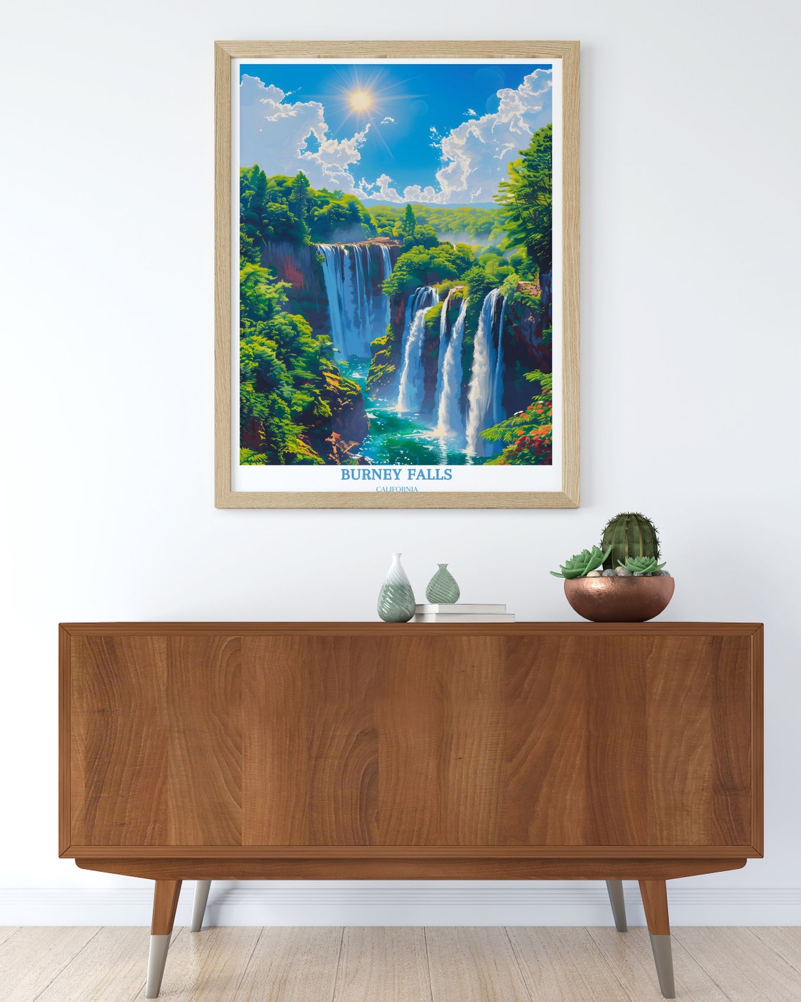 Burney Falls Cascading Waterfall in Sunny California Forest Poster - Image 3