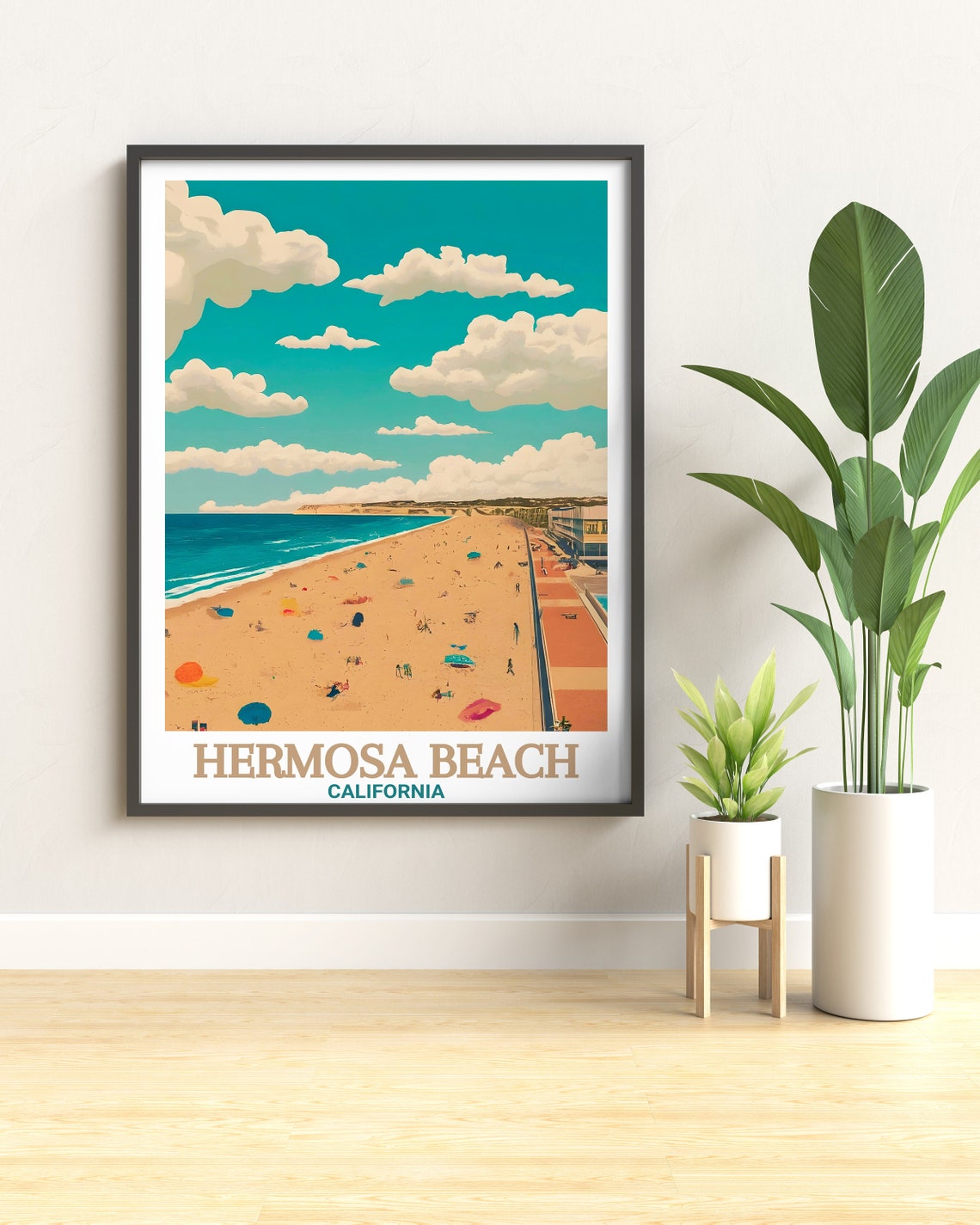 Hermosa Beach California Aerial Ocean Shoreline Summer Poster - Image 2