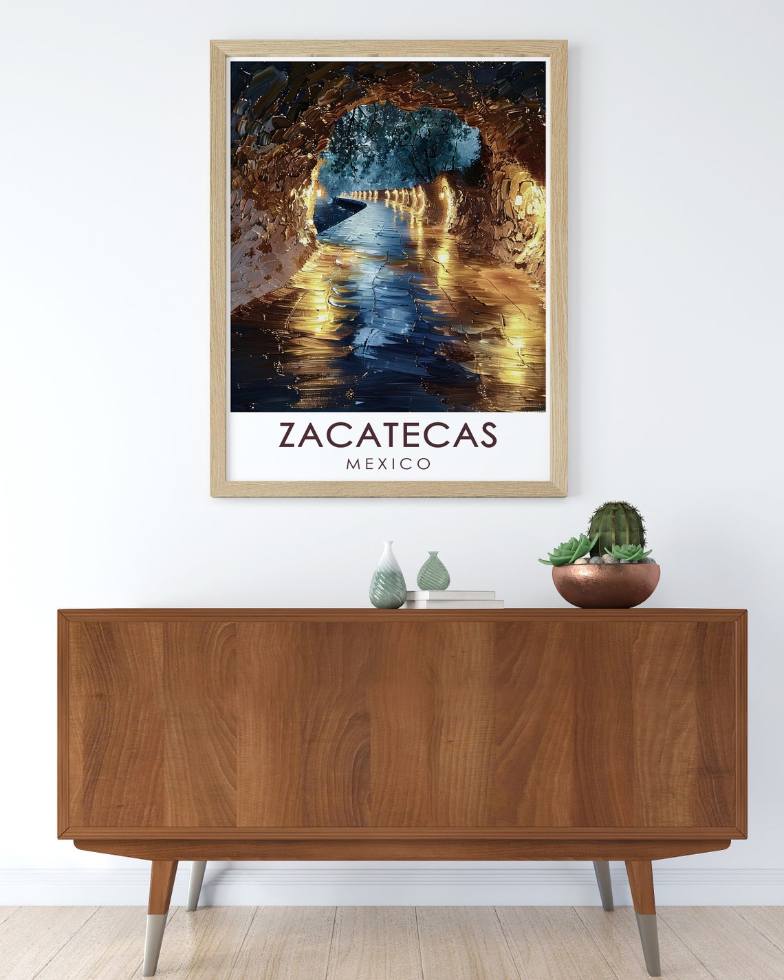 Zacatecas Illuminated Underground Tunnel Cave Painting Poster - Image 3