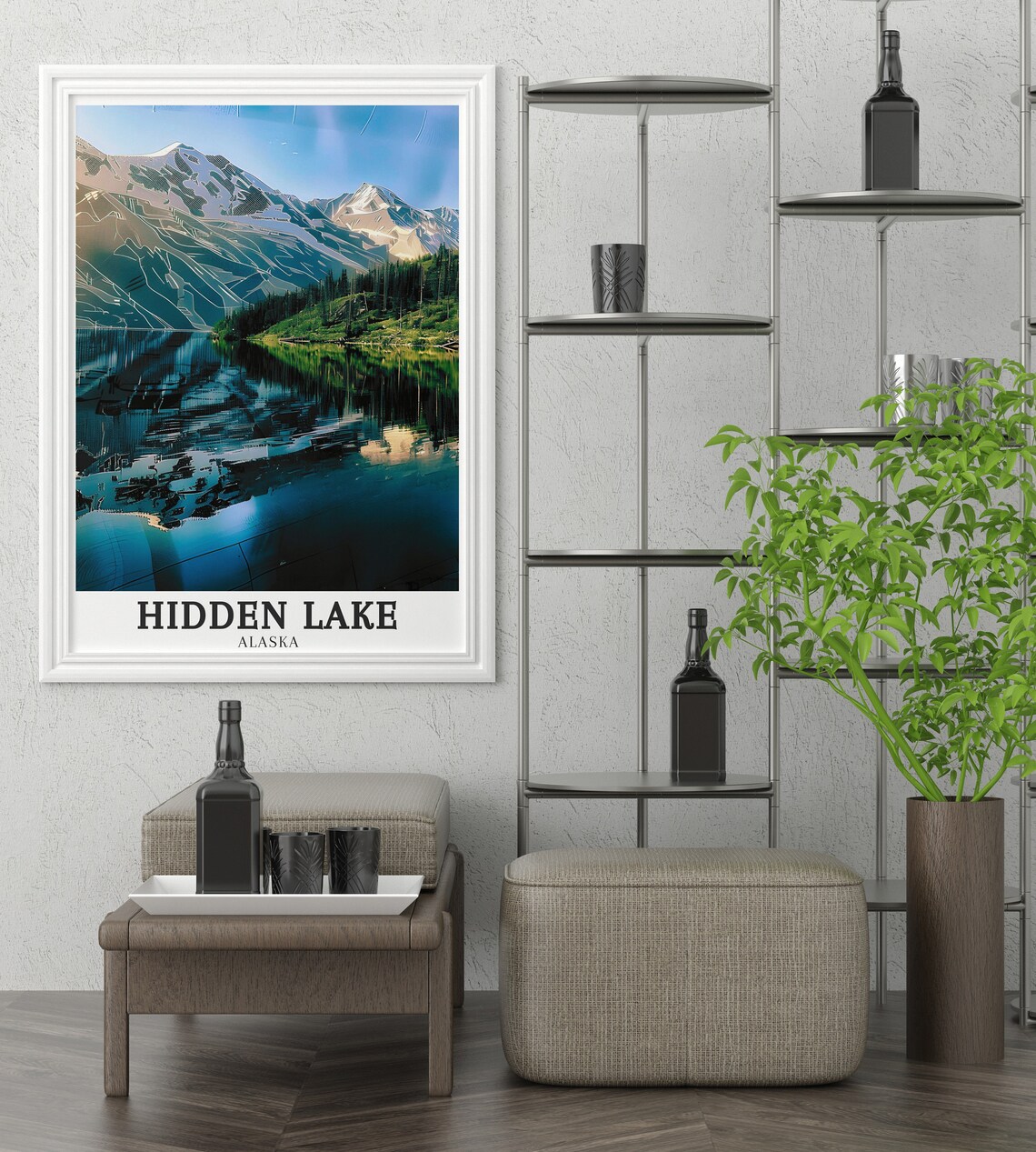Hidden Lake Alaska Mountain Peak Reflection Scenic Travel Poster - Image 3