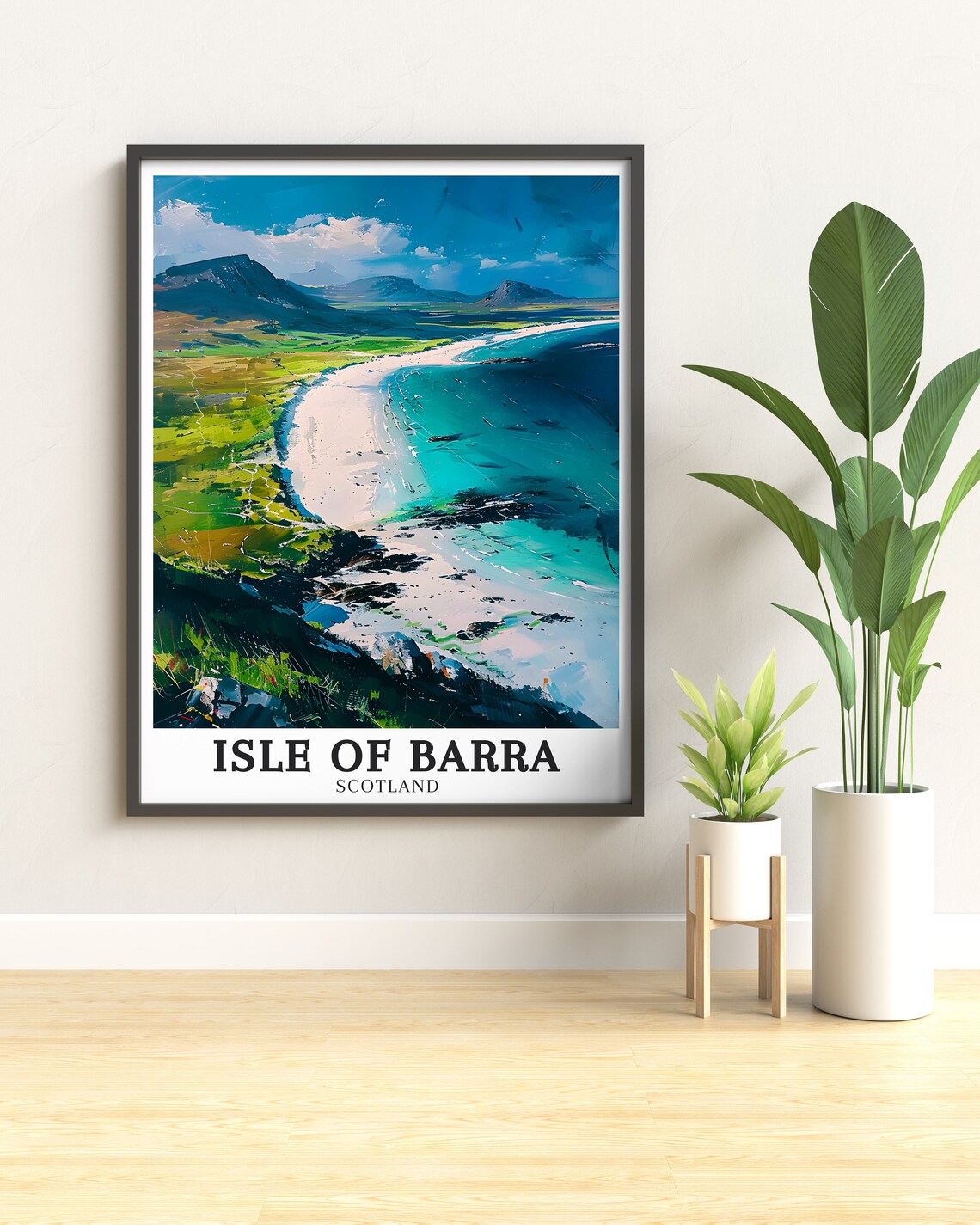 Isle Of Barra Scotland Turquoise Bay Aerial Coastline Travel Poster - Image 2
