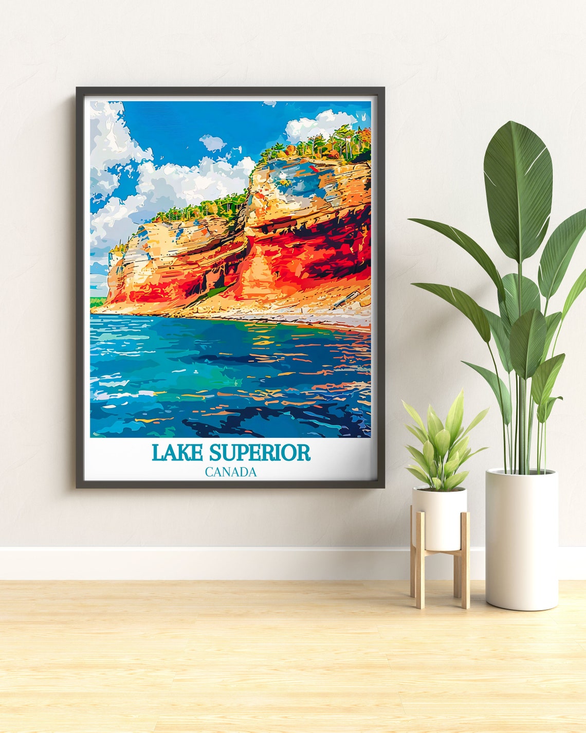Lake Superior Canada Red Rock Cliffs Lakeshore Travel Poster - Image 2