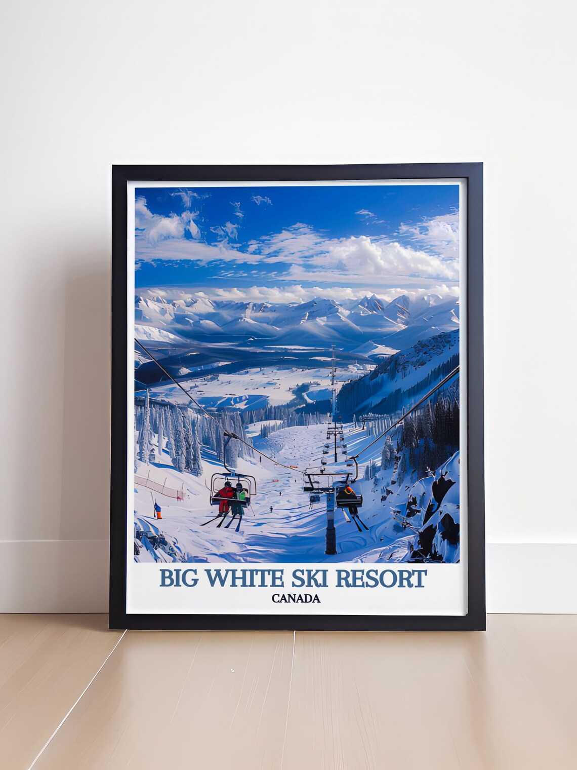 Big White Ski Resort Canada Chairlift Mountain Slopes Travel Poster - Image 4