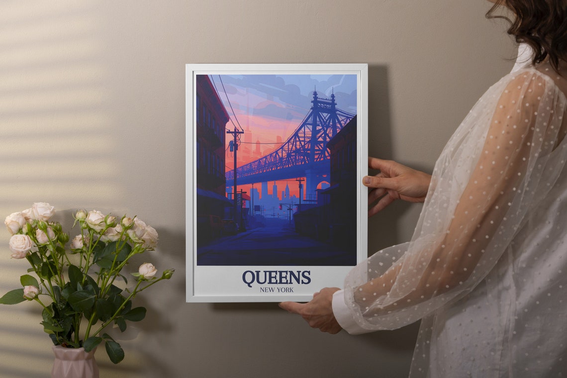 Queensboro Bridge at Sunset Viewed from Queens Streets Poster - Image 2