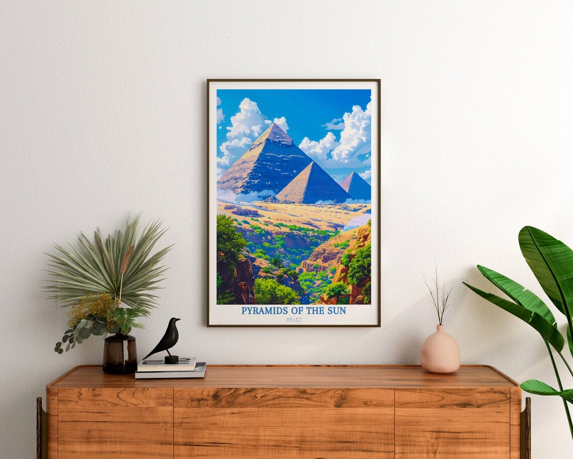 Pyramids Of The Sun Mexico Desert Valley Blue Sky Travel Poster - Image 2