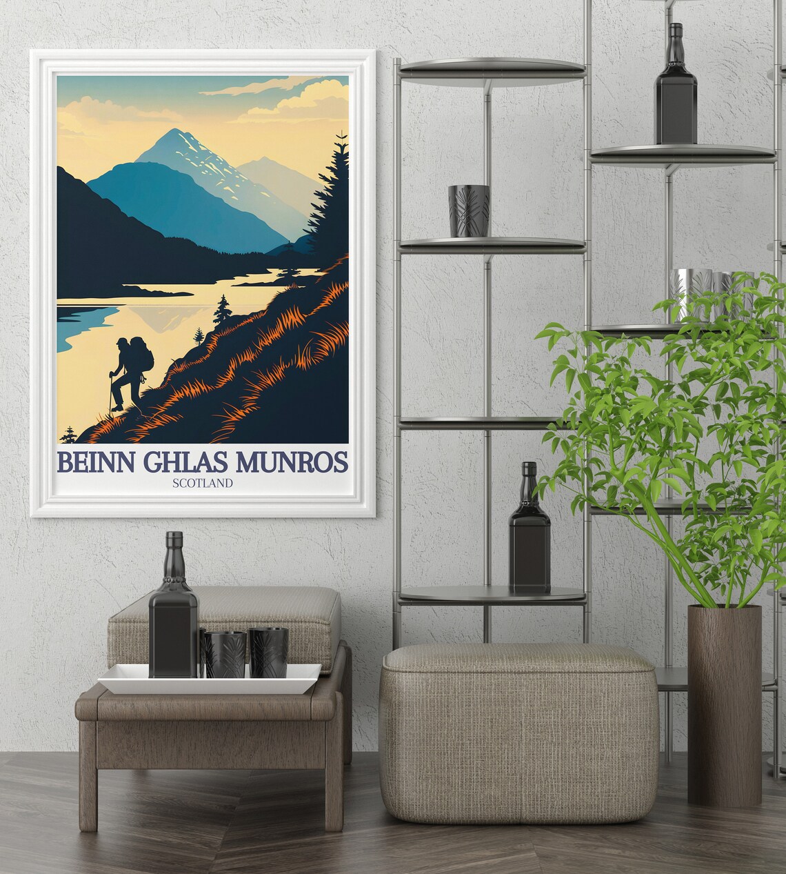 Beinn Ghlas Munros Hiker Climbing Ridge Scotland Travel Poster - Image 3