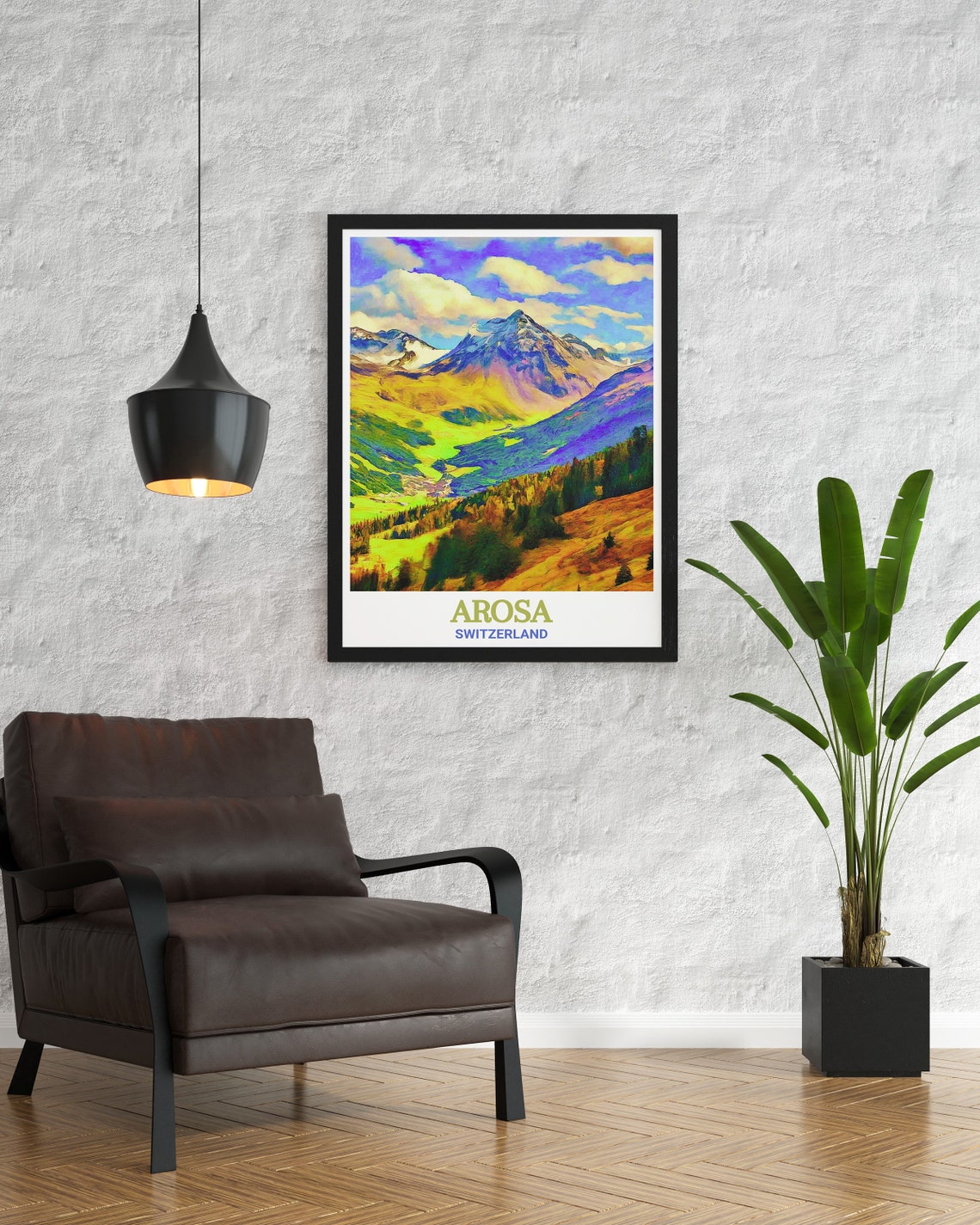 Arosa Switzerland Colorful Alpine Mountain Valley Art Poster - Image 3