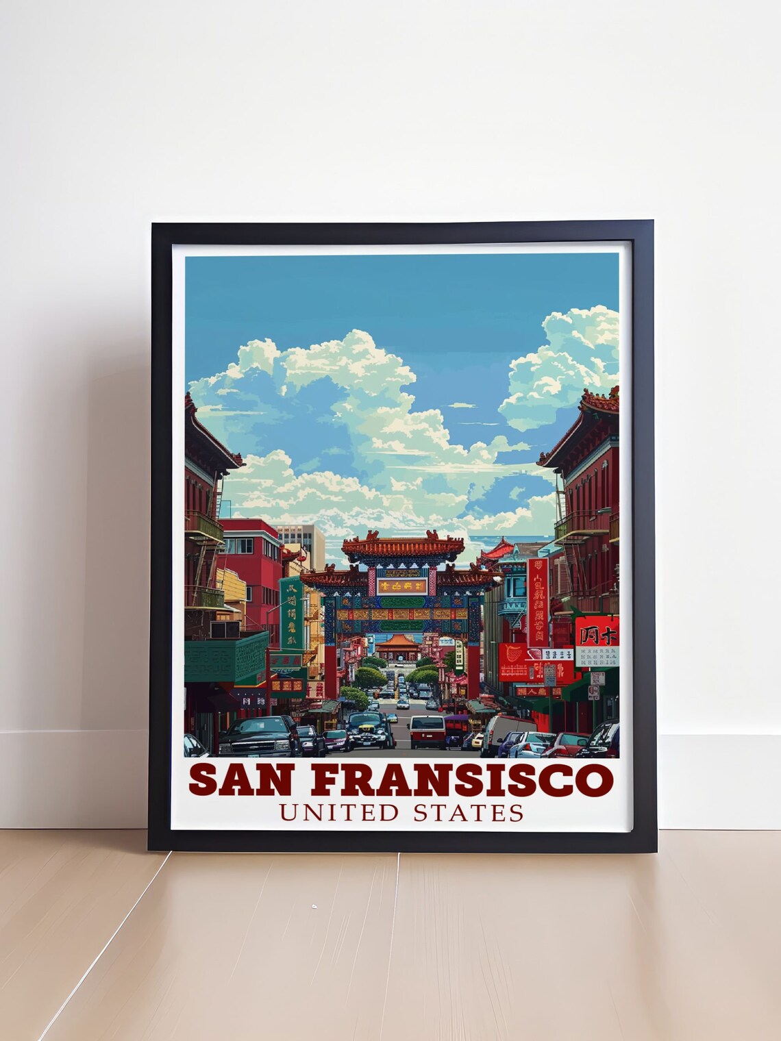 San Francisco Chinatown Dragon Gate Grant Avenue Street Travel Poster - Image 4